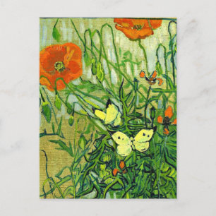Carte Postale Van Gogh - Papillons et Pavots, œuvre d'art célèbr