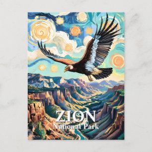 Carte Postale Van Gogh personnalisé Canyon de Zion Oiseau Condor
