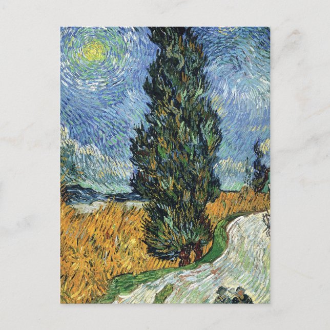Carte Postale Van Gogh Road Avec Cyprès Impressionnisme (Devant)
