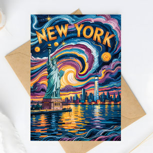 Carte Postale Van Gogh Starry Nuit New York Liberty Travel