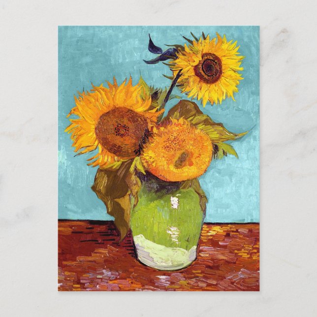 Carte Postale Van Gogh - Trois Tournesols Dans Un Vase - Art (Devant)