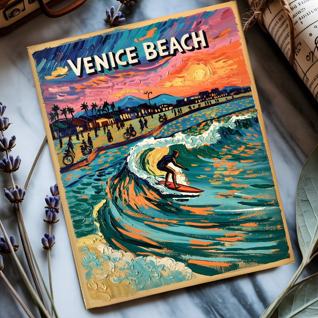Carte Postale Van Gogh Venice Beach Surf California Retro Travel (Créateur téléchargé)