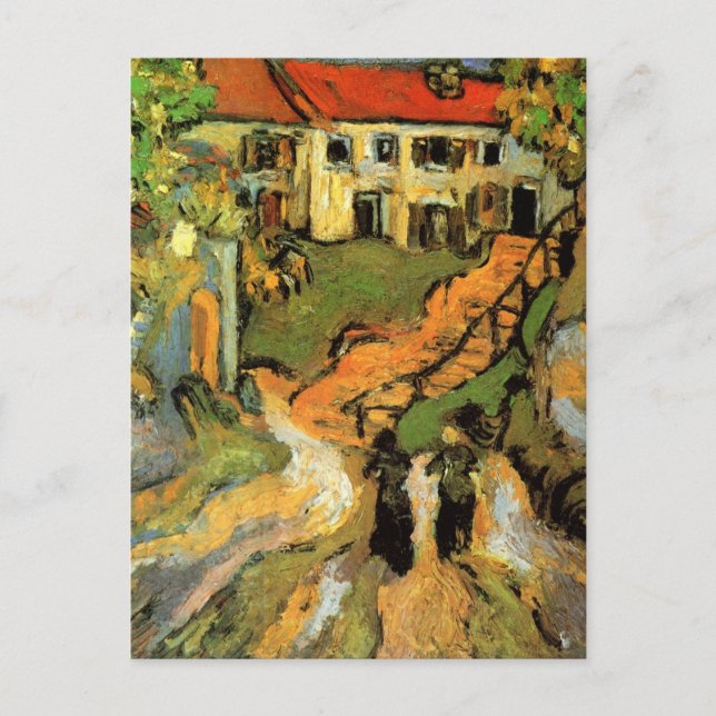 Carte Postale Van Gogh Village Street et Steps Auvers, Figures (Devant)