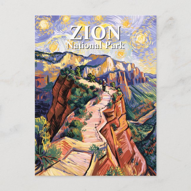 Carte Postale Van Gogh Zion Angels Landing Hiking Trail Custom (Devant)