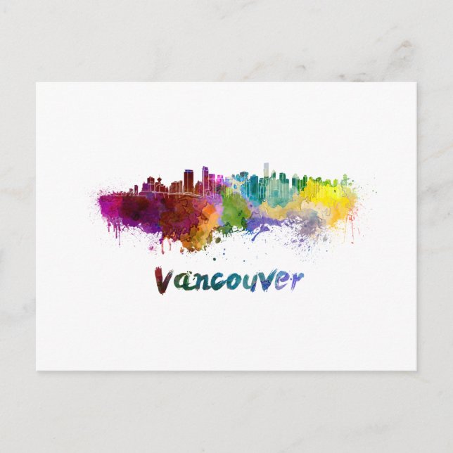 Carte Postale Vancouver skyline in watercolor (Devant)