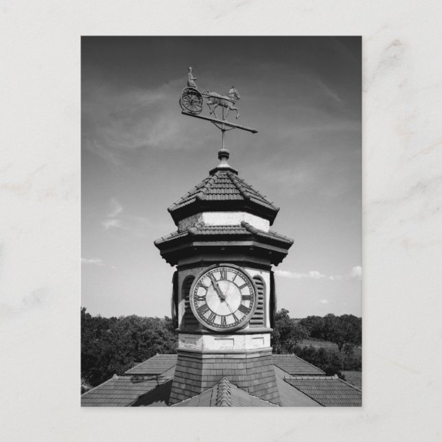 Carte Postale Vanne météo à cheval et tour de l'horloge (Devant)