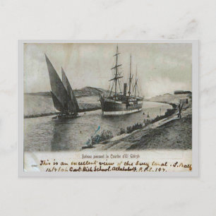 Carte Postale Vapeur et voile dans le canal de Suez