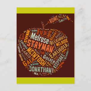 Carte Postale Variétés de pommes en art typographique