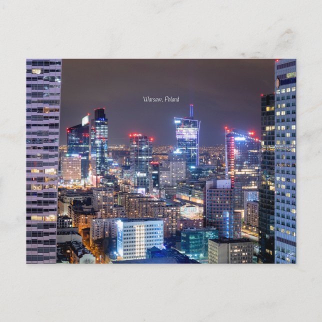 Carte Postale Varsovie, skyline de Pologne, (Devant)