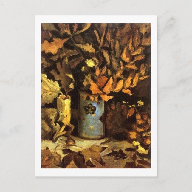 Carte Postale Vase avec des Feuilles morts Van Gogh (Devant)