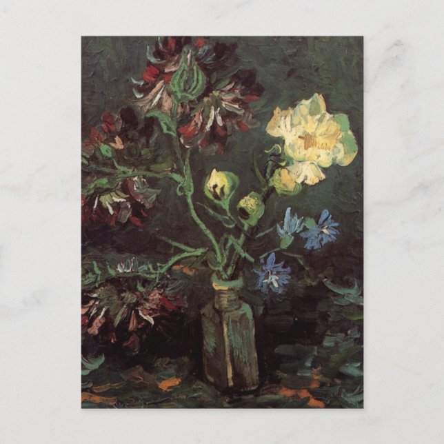 Carte Postale Vase avec Myosotis et Peonies par Vincent van Gogh (Devant)