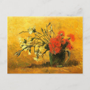 Carte Postale Vase avec oeillets rouges et blancs Van Gogh Art