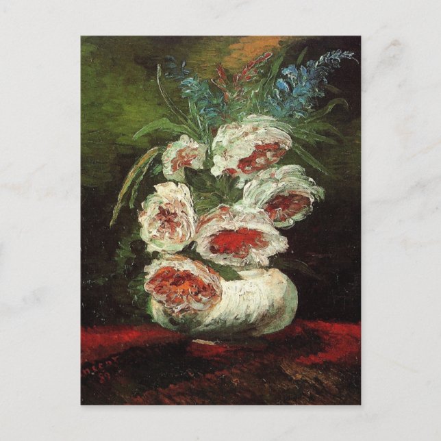 Carte Postale Vase avec Peonies Van Gogh Art (Devant)