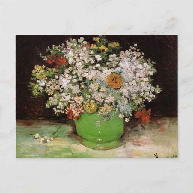 Carte Postale Vase avec Zinnias et autres fleurs de Van Gogh (Devant)