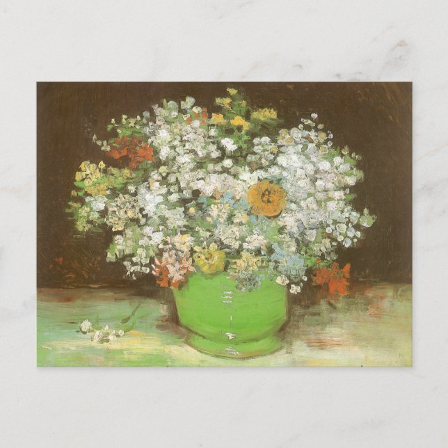 Carte Postale Vase avec Zinnias et Fleurs de Vincent van Gogh (Devant)
