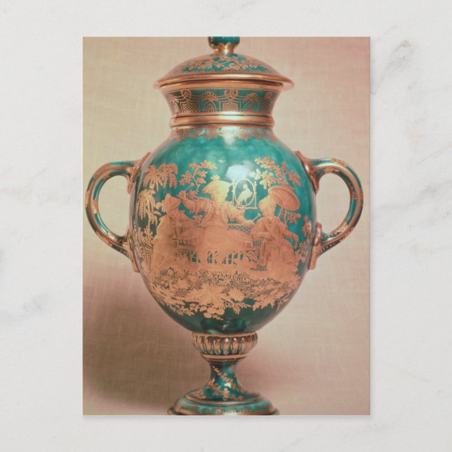 Carte Postale Vase Chelsea et couvercle avec chinoiserie dorée (Devant)