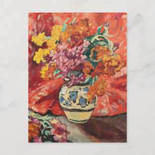 Carte Postale Vase de Fleurs à la Draperie Rouge   Louis Valtat