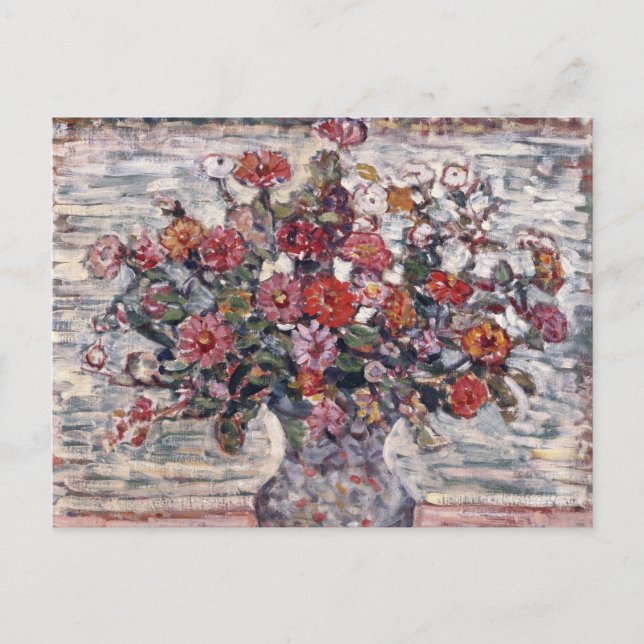 Carte Postale Vase de fleurs, Zinnias de Maurice Prendergast (Devant)