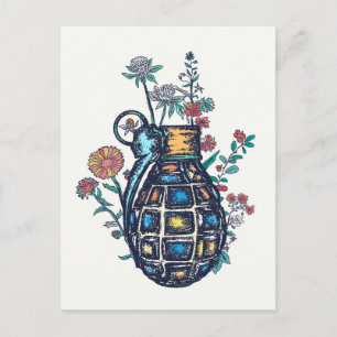 Carte Postale Vase de grenade à main de fleurs