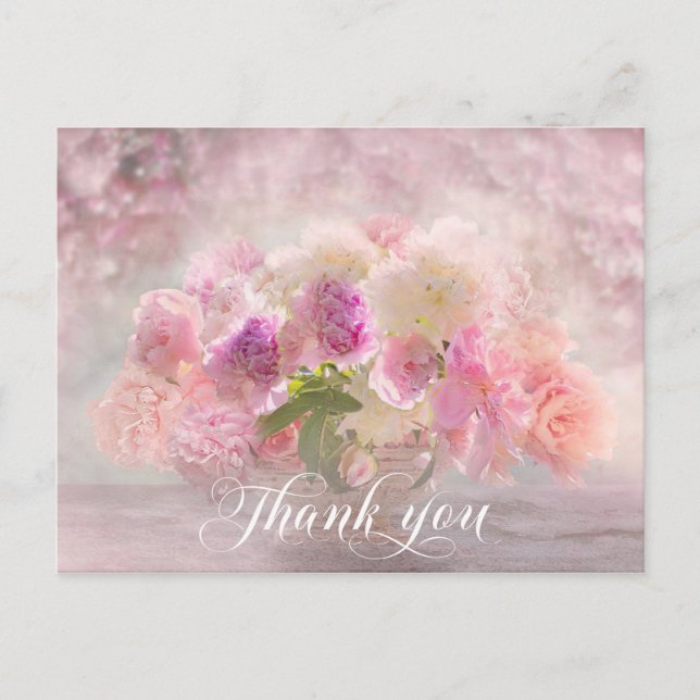 Carte Postale Vase de Merci rose de pivoine (Devant)