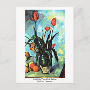 Carte Postale Vase de nature morte avec tulipes de Paul Cezanne