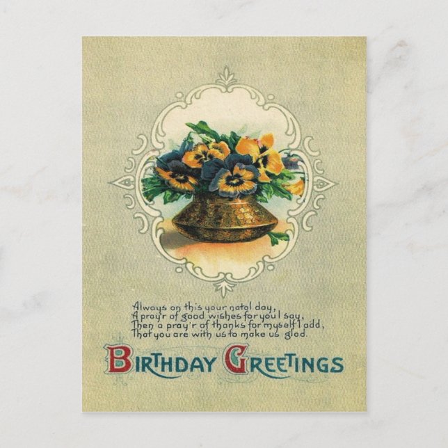 Carte Postale Vase de Pansies de Pansy (Devant)