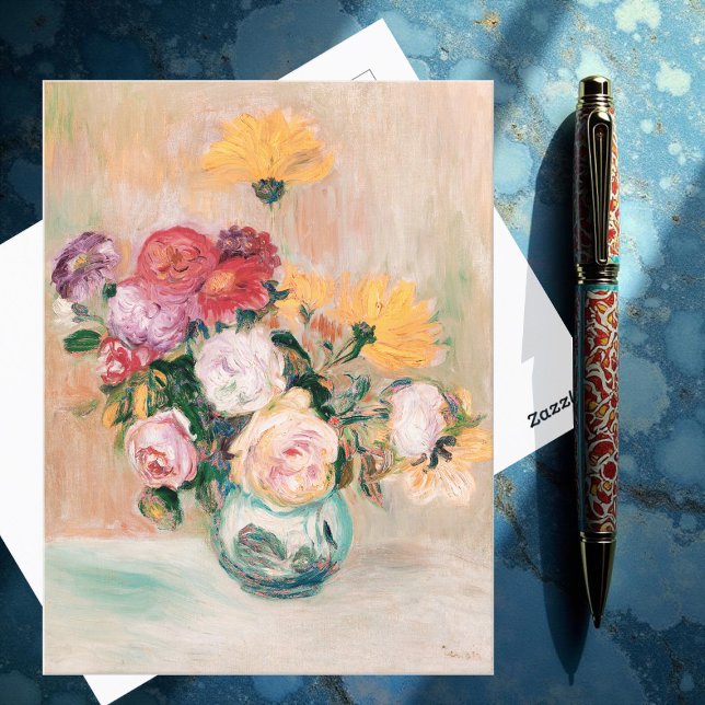 Carte Postale Vase De Roses Et Dahlias, Renoir (Créateur téléchargé)