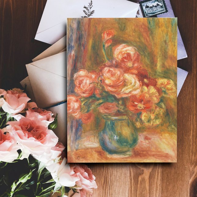 Carte Postale Vase de Roses par Auguste Renoir Art (Créateur téléchargé)