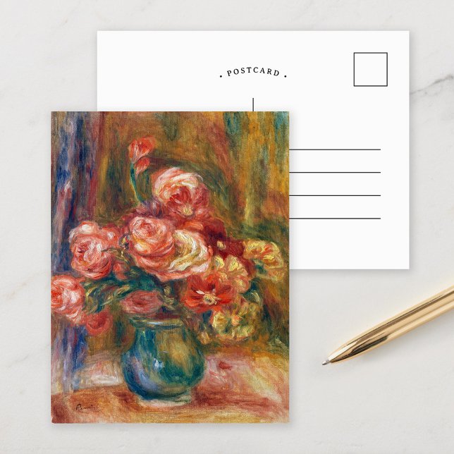Carte Postale Vase de Roses | Renoir (Créateur téléchargé)