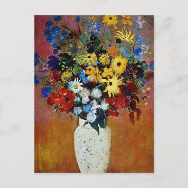 Carte Postale Vase jaune de fleurs, fleurs Odilon Redon (Devant)