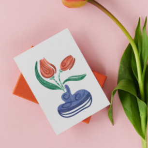 Carte Postale Vase Moderne avec Tulipes Nature Morte Florale A
