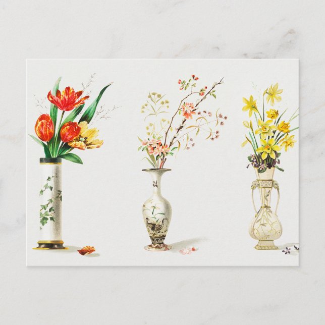 Carte Postale Vases de fleurs vintage (Devant)