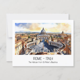 Carte Postale Vatican de St Peters aquarelle touristique