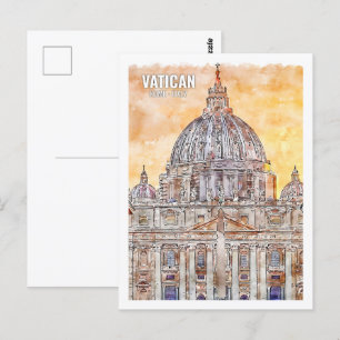 Carte Postale Vatican Rome Italie célèbre Travel Place Aquarelle