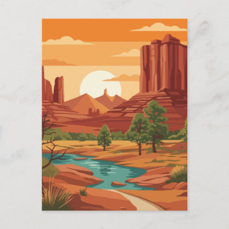 Carte Postale Vecteur artistique du désert de Monument Valley au