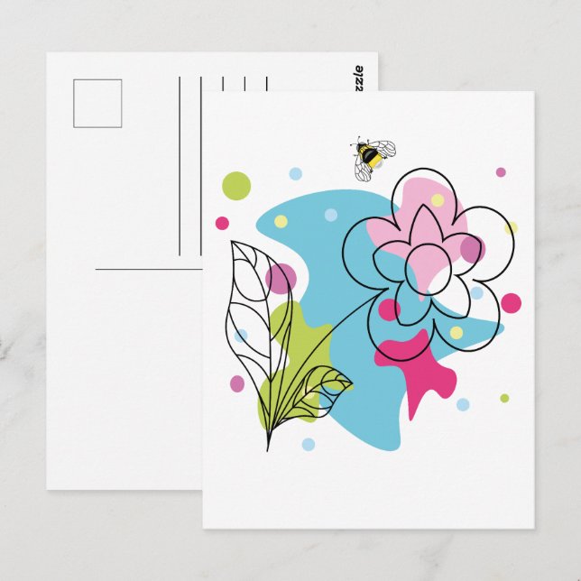 Carte Postale Vecteur vectoriel tendance motif d'une fleur d'été (Devant / Derrière)