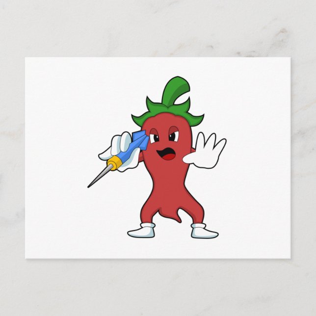 Carte Postale Vegan Pepper aux fléchettes avec fléchette.PNG (Devant)
