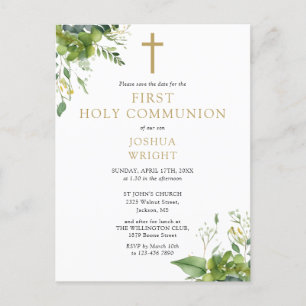 Carte Postale Végétal Floral Première Communion Sauvons La Date