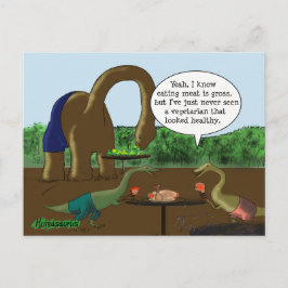 Carte Postale Vegetarian contre Carnivore Funny Dinosaur