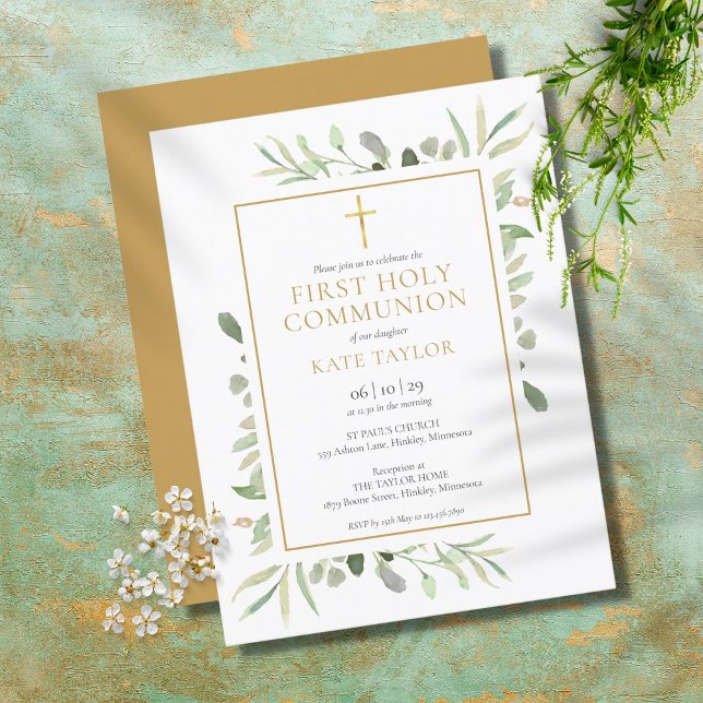 Carte Postale Végétation Première Communion Invitation (Créateur téléchargé)