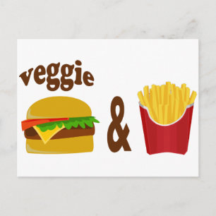 Carte Postale Veggie Burger et Fries