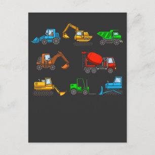 Carte Postale Véhicules de chantier excavatrice chariot élévateu