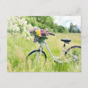Carte Postale Vélo à fleurs