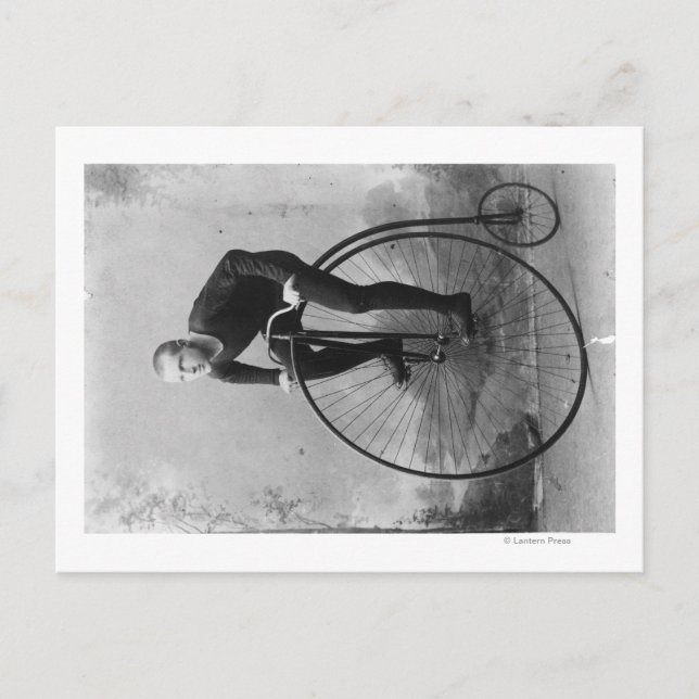 Carte Postale Vélo avec grande roue avant photo (Devant)