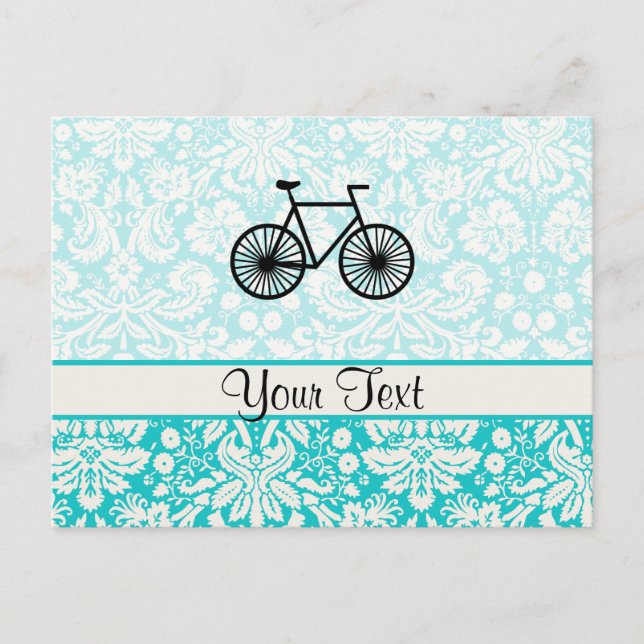 Carte Postale Vélo Damask Pattern ; Turquoise (Devant)