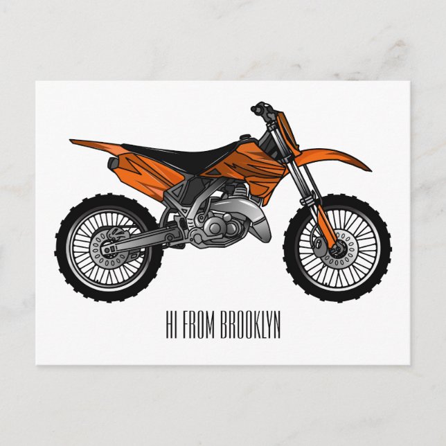 Carte Postale Vélo droit hors route moto / motocross dessin anim (Devant)
