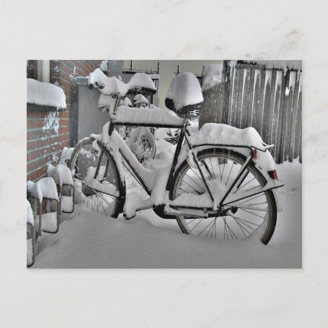 Carte Postale Vélo en hiver (Devant)