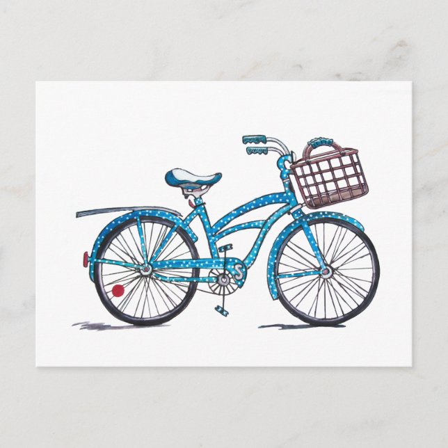Carte Postale Vélo Polka Dot Aquarelle (Devant)