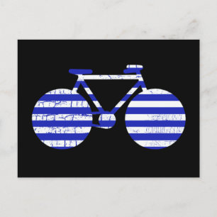 Carte Postale vélo rayé bleu et blanc