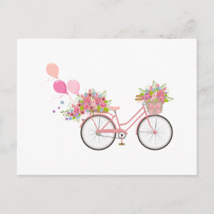Carte Postale Vélo rose fantaisiste